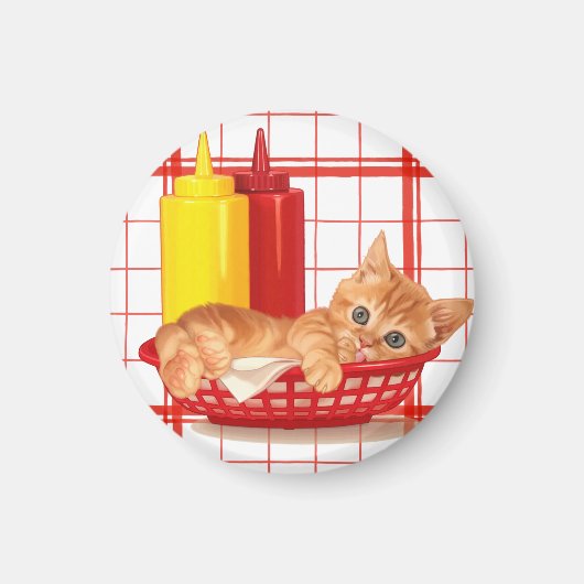 Retro Diner Stijl Kitten Magneet (Voorkant)