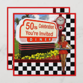 Retro Diner Uitnodiging (Voorkant / Achterkant)