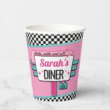 Retro diner-verjaardagsfeestje uit de jaren 50 pap