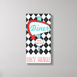 Retro dinerbord kitchen muur kunst canvas afdruk