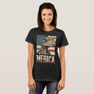 Retro Dinosaur Amerika 4 juli patriottisch T-shirt
