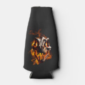 Retro dinosaurus dode brandende schedel in vuur flesjeskoeler (Voorkant)