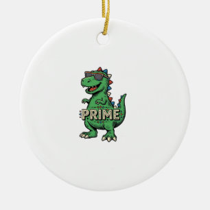 Retro Dinosaurus Zonnebril Prime Cartoon T-shirt_1 Keramisch Ornament