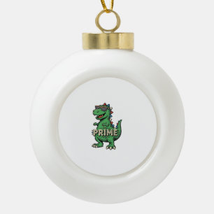 Retro Dinosaurus Zonnebril Prime Cartoon T-shirt_1 Keramische Bal Ornament