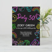 Retro Dirty 30 Black Custom Invitation d'anniversa (Debout devant)