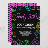 Retro Dirty 30 Black Custom Invitation d'anniversa (Devant / Derrière)