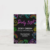 Retro Dirty 30 Zwart Aangepaste Uitnodiging Verjaa (Voorkant)