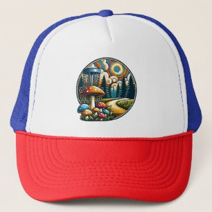 Retro Disc Golf Psychedelic AI Art Trucker Pet