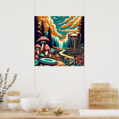 Retro Disc Golf Psychedelische Kunst Poster (Keuken)