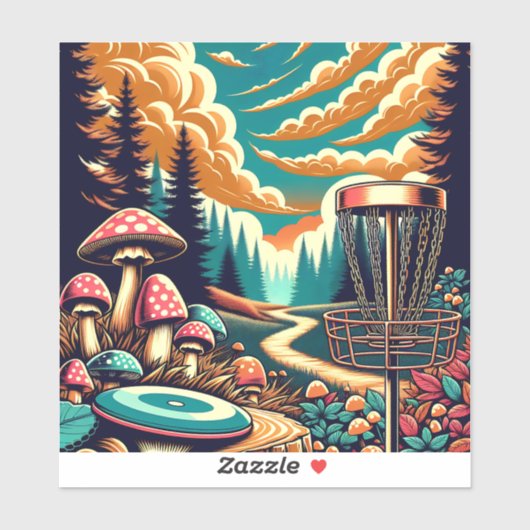Retro Disc Golf Psychedelische Kunst Sticker (Vel)