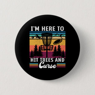 Retro Discgolf Raakt Bomen En Verwenst Discgolf Sp Ronde Button 5,7 Cm
