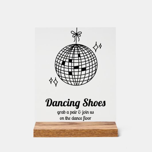 Retro Disco Bal Dansende Schoenen Bruiloft Acryl Bord (Voorkant)