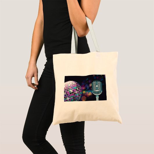 Retro Disco Bal en Vintage Microfoon Tote Bag