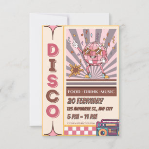 Retro Disco Bal Groovy 70s 80s Feest Uitnodiging