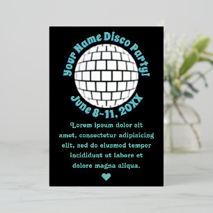 Retro Disco Bal PERSOONLIJK Zilver Folie Uitnodiging