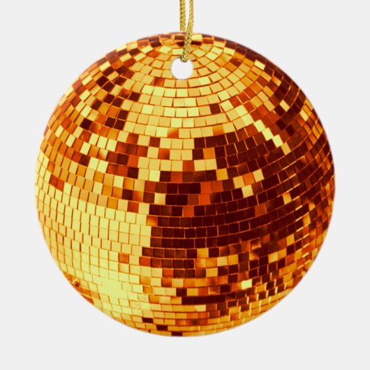 Retro disco bal sparkle glitter goud verjaardag keramisch ornament (Voorkant)