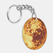 Retro disco bal sparkle glitter goud verjaardag sleutelhanger (Voorkant Links)