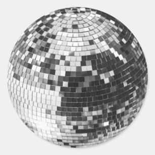 Retro disco bal sprankel glitter zilver verjaardag ronde sticker