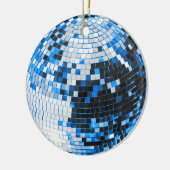 Retro disco bal sprankeling glitter blauw verjaard keramisch ornament (Links)
