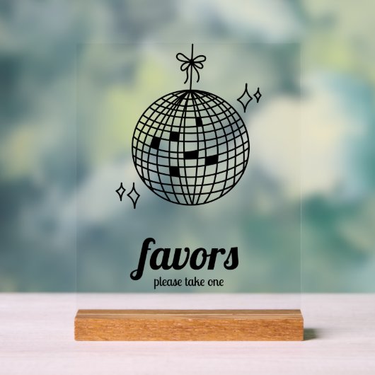 Retro Disco Bal Trouwgunsten Acryl Bord (Neutraal)