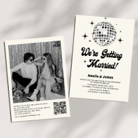 Retro Disco Bal Zwart Wit QR Code Trouwen