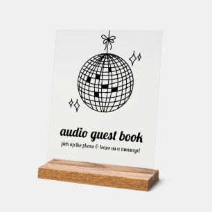 Retro Disco Ball Audio Gastenboek Acryl Bord