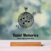 Retro Disco Ball Build Memories Mariage Jenga (Neutre)