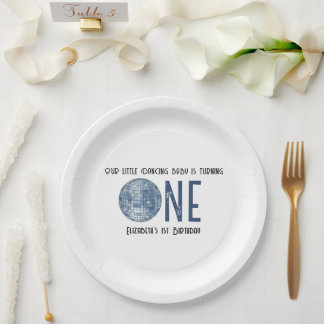 Retro Disco Ball First Birthday Party Papieren Bordje