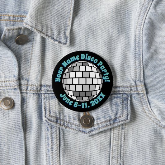 Retro Disco Ball PERSONALIZED Button (In situ)