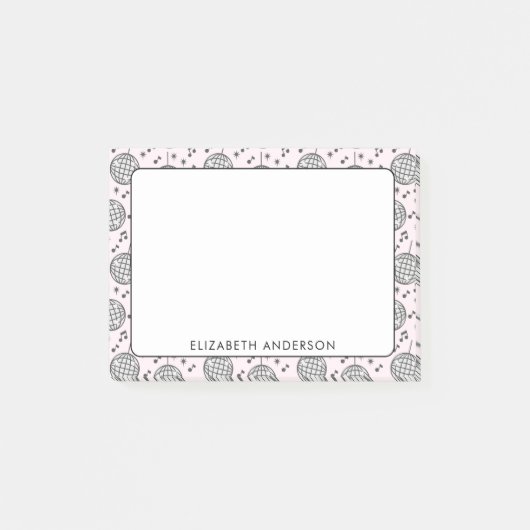 Retro Disco Ball Roze Patroon Girly Post-it® Notes (Voorkant)