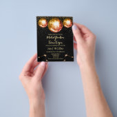 retro disco ballen zwarte bruiloft uitnodigflyer flyer (Hand)