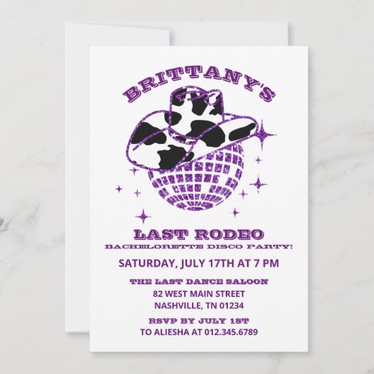 Retro Disco Cowgirl Bachelorette Party Invitation (Devant)