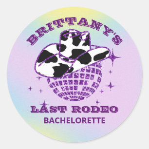 Retro Disco Cowgirl Bachelorette party Ronde Sticker