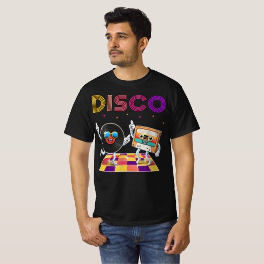 Retro disco dansfeest t-shirt (Voorkant volledig)