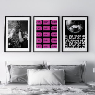Retro Disco Days Disco Ball Noir & Blanc Rose