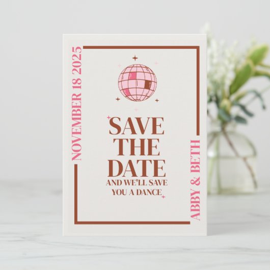 Retro Disco Enregistrer le Faire-part de mariage D (Debout devant)