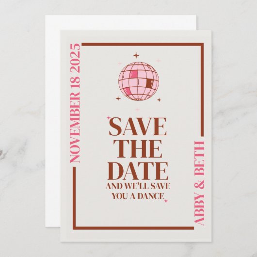 Retro Disco Enregistrer le Faire-part de mariage D (Devant / Derrière)