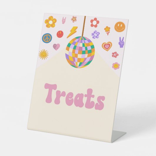 Retro Disco Groovy Trestabel Teken Reclamebord Met Voetstuk (Voorkant)