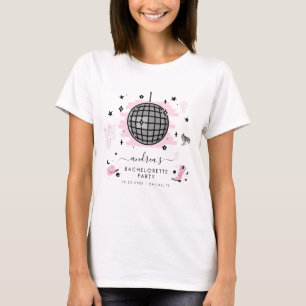 Retro Disco Meisjesuitstap Ruimte Cowgirl Roze  T-shirt