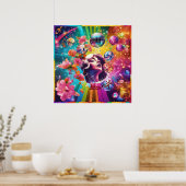 Retro disco nacht poster (Keuken)