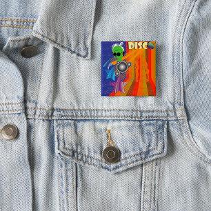 Retro Disco Party 70s Funk Art Vierkante Button 5,1 Cm