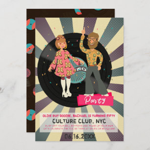 Retro Disco Party Invitation Kaart