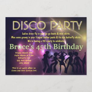 Retro Disco Party Theme Invitation Kaart