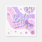 Retro Disco Roller Schaats Let's Roll 1st Verjaard Servet (Voorkant)