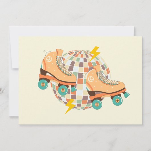 Retro Disco Roller Schaats Let's Roll Verjaardagsf Bedankkaart (Achterkant)