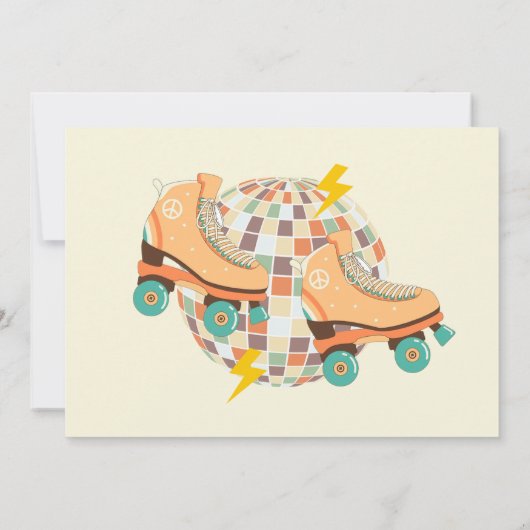 Retro Disco Roller Schaats Let's Schaats 4th Birth Kaart (Achterkant)