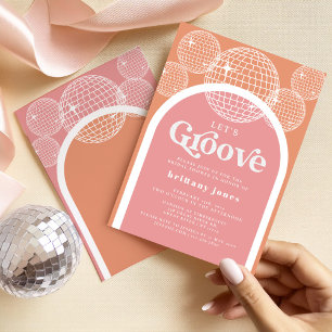 Retro Disco Roze en Sinaasappel Groovy Baby shower Kaart