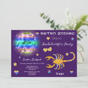 Retro Disco Scorpio Zodiac Sign Bachelorette Kaart