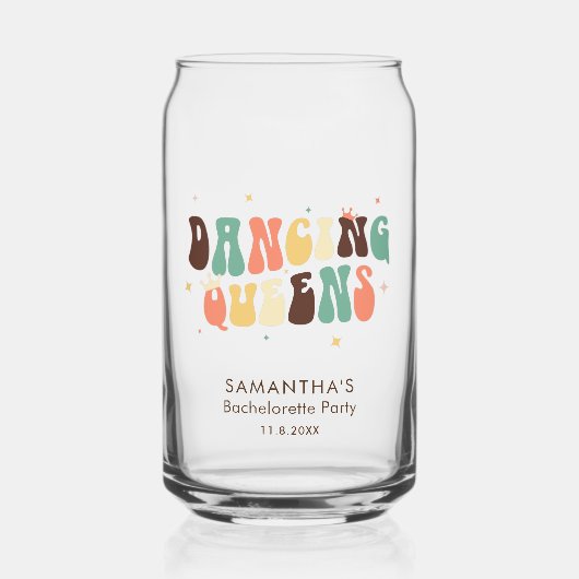 Retro Disco vrijgezellenfeest Maatwerk Blikvorm Glas (Voorkant)