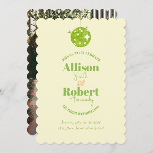 Retro Disco Wedding Invitation (Devant / Derrière)